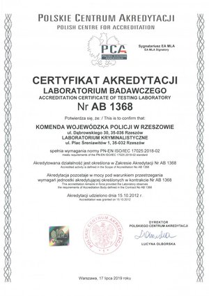 Zdjęcie - Certyfikat Akredytacji 2019