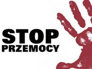 Grafika przedstawiająca odcisk dłoni oraz napis Stop przemocy