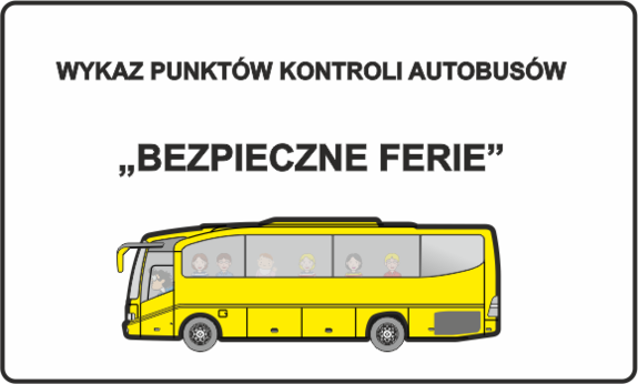 Rysunek autobusu w ramach akcji &quot;Bezpieczne ferie&quot;.
