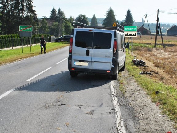 Wypadek motoroweru w Tułkowicach