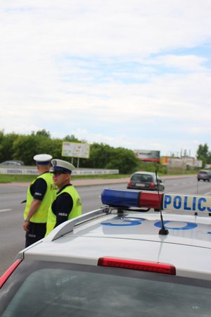 Policjanci ruchu drogowego - ul. Warszawska w Tarnobrzegu