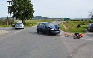 Miejsce wypadku drogowego w Bziance