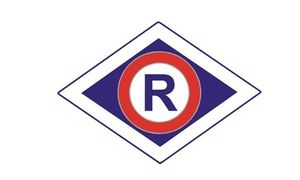 Logo ruchu drogowego. Fotografia kolorowa