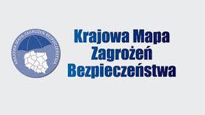 Logo Krajowej Mapy Zagrożeń Bezpieczeństwa, na którym widać parasol z napisem Krajowa Mapa Zagrożeń Bezpieczeństwa