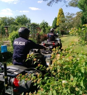 policjanci patrolujący ogródki działkowe