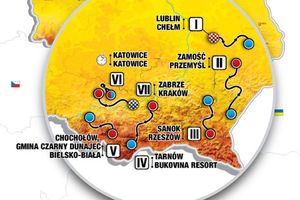 Mapa przedstawiająca etapy przejazdu uczestników 78. Wyścigu Kolarskiego &quot;Tour de Pologne&quot;.