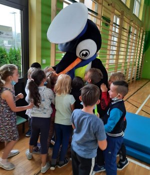 Maskotka Pingwin z dziećmi