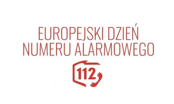 Plakat przedstawiający napis Europejski Dzień Numeru Alarmowego 112