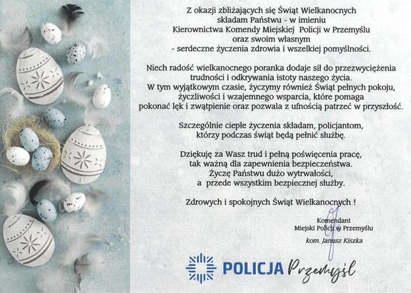 Życzenia Komendanta Miejskiego Policji z okazji Świąt Wielkanocnych