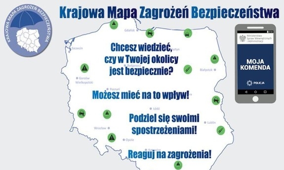 Plakat informacyjny dotyczący Krajowej Mapy Zagrożeń Bezpieczeństwa