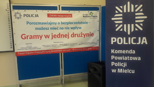 baner debaty oraz Komendy Powiatowej Policji w Mielcu