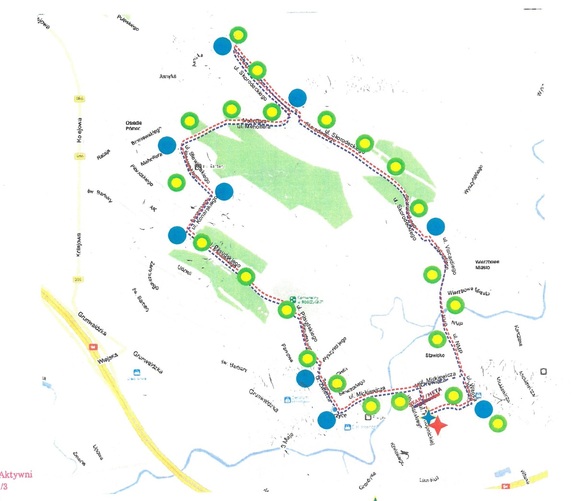 Mapka z przebiegiem trasy biegu
