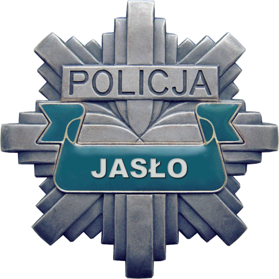 policyjna gwiazda - odznaka z napisem Jasło