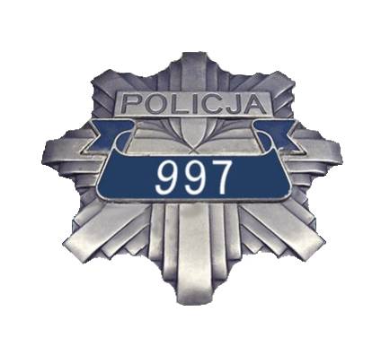 Na zdjęciu policyjna odznaka z napisem 997.