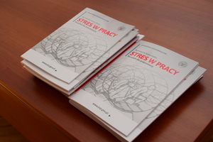 Na zdjęciu policjant i pracownik PIP-u, podczas warsztatów z zagrożeń psychospołecznych w miejscu służy i pracy