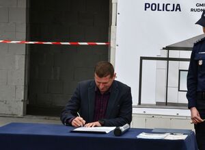 Wmurowanie aktu erekcyjnego pod budowę Komisariatu Policji w Rudniku nad Sanem