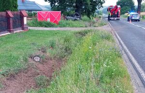 Miejsce wypadku w miejscowości Mokre w powiecie jarosławskim