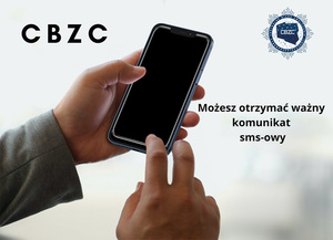 telefon trzymany w dłoniach obok napis &quot;możesz otrzymać ważny komunikat sms-owy&quot;