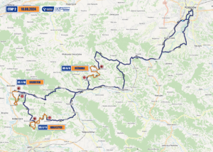 mapa z zaznaczoną trasą rajdu