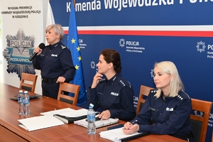 Policjanci podczas szkolenia w auli Komendy Wojewódzkiej Policji w Rzeszowie