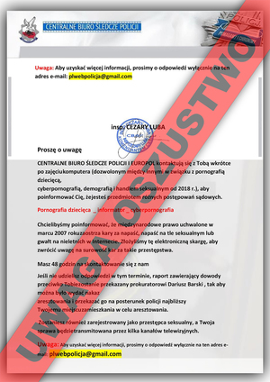 zdjęcie z logo CBŚP i komunikatem