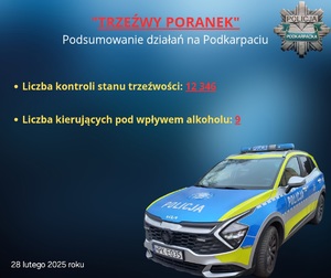 Grafika dotycząca akcji trzeźwy poranek przedstawia oznakowany radiowóz.