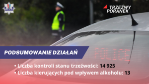 Policjant ruchu drogowego stojący przy drodze.