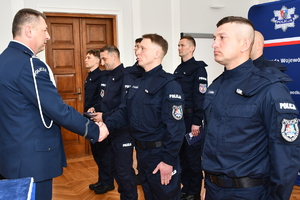 Policjanci podczas ślubowania w auli Komendy Wojewódzkiej Policji w Rzeszowie.