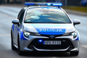 Radiowóz stojący na drodze