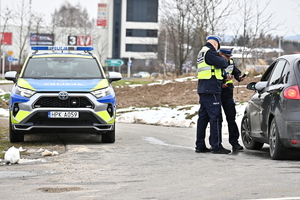 Policjanci podczas kontroli drogowej