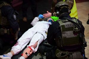 Funkcjonariusze podczas doskonalenia umiejętności