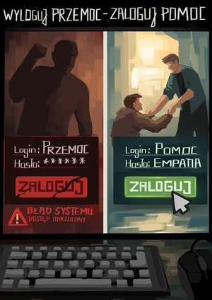 Policjant i prelegenci biorący udział w spotkaniu z rodzicami