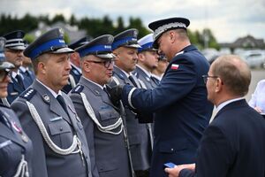 Funkcjonariusze podczas obchodów Święta Policji w rzeszowskim oddziale prewencji