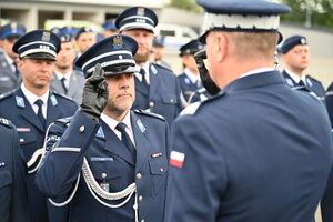 Funkcjonariusze podczas obchodów Święta Policji w rzeszowskim oddziale prewencji