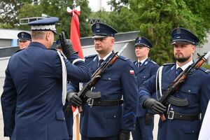 Funkcjonariusze podczas obchodów Święta Policji w rzeszowskim oddziale prewencji