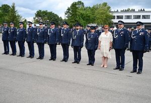 Funkcjonariusze podczas obchodów Święta Policji w rzeszowskim oddziale prewencji