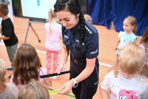 Policjantki podczas spotkania z uczniami