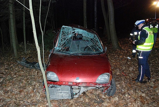 Fiat uderzył w drzewo Wydarzenia Policja Podkarpacka