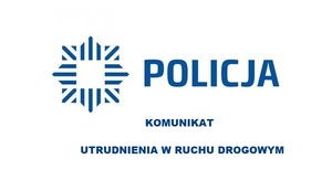 Na zdjęciu logo i napis Komenda Miejska Policji w Rzeszowie. Komunikat utrudnienia w ruchu.