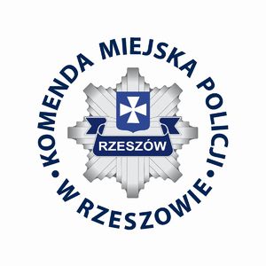 Na zdjęciu policyjna gwiazda z napisem policja Rzeszów i napis chronimy i pomagamy.