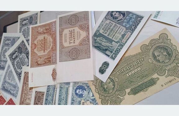 Na zdjęciu kolekcjonerskie banknoty.