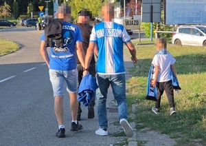 Zdjęcie przedstawia zabezpieczenie meczu Stali Rzeszów – Ruch Chorzów