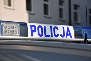 Napis Policja na sygnalizatorze