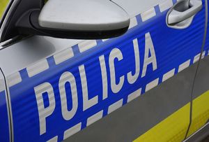 Napis Policja na drzwiach radiowozu