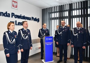 Uroczystość z okazji zdania i objęcia obowiązków służbowych na stanowisku Komendanta Powiatowego Policji w Lesku