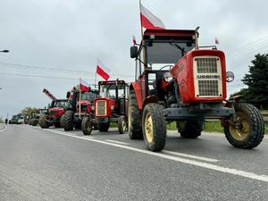 policjanci zabezpieczający protest rolników