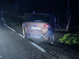 Miejsce zdarzenia drogowego w miejscowości Gorzyce, droga krajowa nr 77