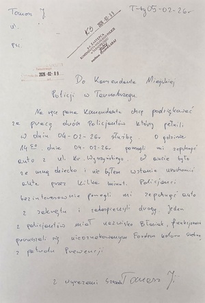 treść podziękowań